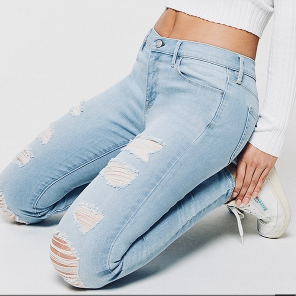 Pacsun Light Blue Wash Ripped Distressed Skinny Jegging Jeans